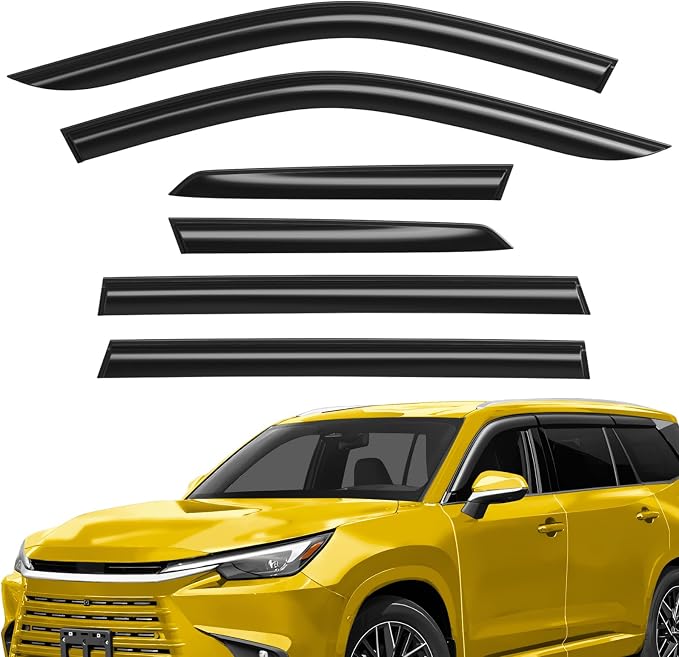 Extra Durable Window Deflectors Tape-On Window Visors Rain Guards Fit for Lexus TX 2024-2026, Sun Visors, Wind Vent for Shades, Exterior Car Accessories - 6pcs. AG0757