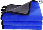 3PCS Car Microfiber Towels, 23.62"×11.81" Lint-free Microfiber Towels for Cars Wash Drying, Super Absorbent Auto Cleaning Cloths, Reusable Washing & Detailing Towel, Car Cleaning Supplies (Blue)