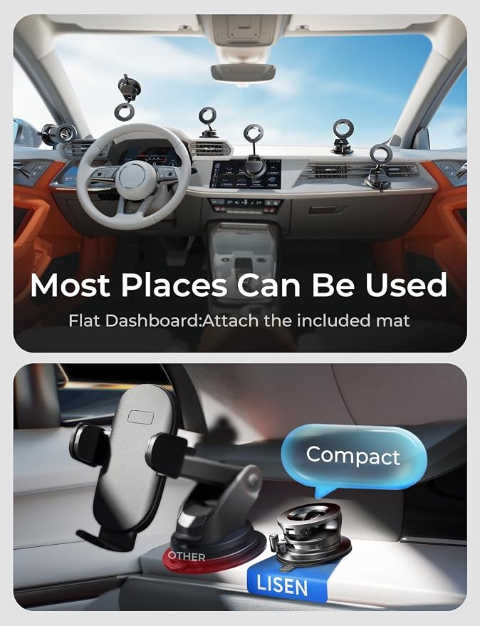 2 Pack for Magsafe Car Mount, Magnetic Phone Holder for Car, Strong Magnetic Car Phone Mount, 89 LBS Suction Phone Mount Vacuum, Dashboard Gifts Phone Holders for Your Car Mount for iPhone 17 | Automotive Dashboards