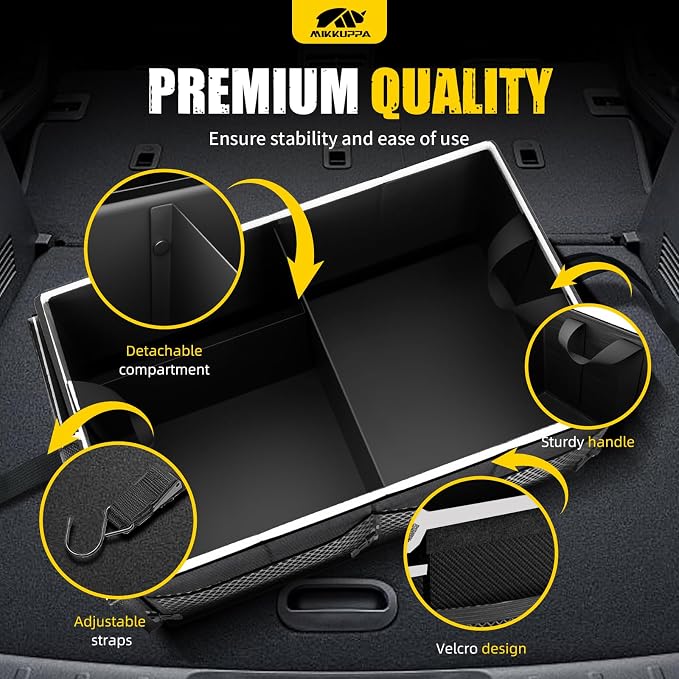 Car Trunk Organizer - 65L Collapsible Trunk Organizer with Lid, Sturdy Car Storage for SUV Auto Truck Van with Adjustable Straps and Non Slip Bottom
