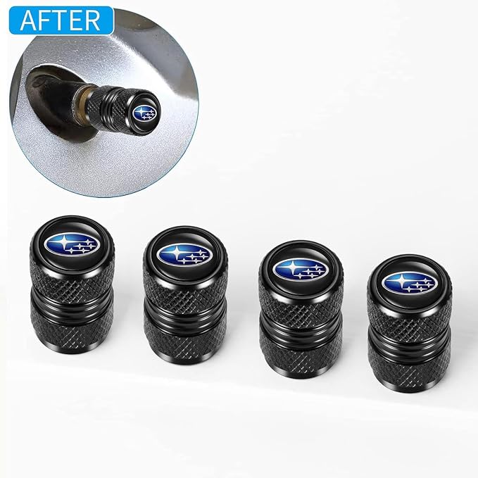 Tire Valve Stem Caps, Compatible with Subaru Series Stem Cap Universal Car Air Cover Car Accessories for Cars, SUV, Truck, Motorcycles 4pcs （Black）