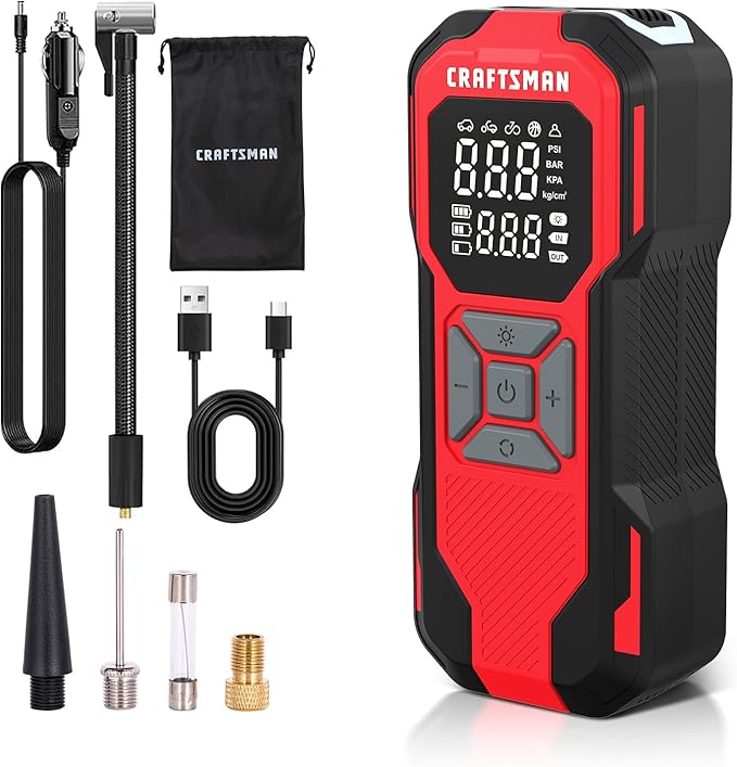 Tire Inflator Portable Air Compressor, Cordless Mini Air Pump for Car Tires with Digital Tire Pressure Gauge, 6000mAh Battery Powered Air Pump, Max Pressure 150 PSI, 12V DC Corded
