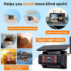 RV Backup Camera with Solar Magnetic: Long Distance No Signal Delay, 7 Inch Touch Key Monitor with Recording, HD 1080P Wireless Backup Camera for Trailer, 5th Wheel, Camper