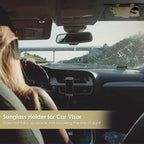 Magnetic Sunglass Holder for Car Visor, Leather Car Glasses Holder | Beige Visor Accessories Eyeglasses Holder Glasses Storage Case