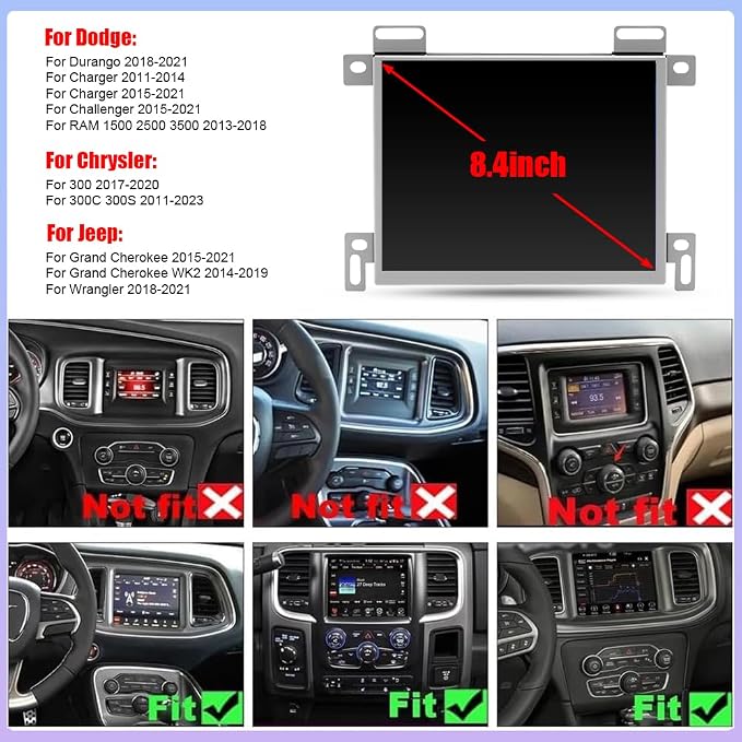 Android 14 Car Radio for Dodge Charger 2011-2014 with Wireless CarPlay and Android Auto, 8.4 Inch Touchscreen for Charger Car Stereo Head Unit w/Bluetooth GPS WiFi FM RDS SWC Mirror Link Camera, 2+32G