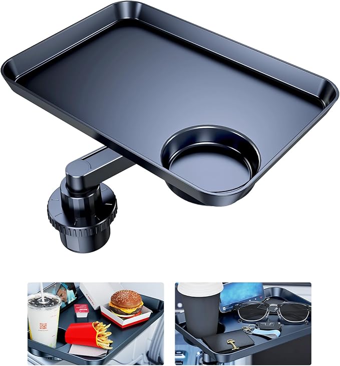 Tesla RV Semi Truck Car Cup Holder Tray Expander, Detachable 360 Rotating Car Food Tray Table for Eating Lunch Snack, Car Road Trip Essentials of Tesla Model 3 Y Accessories 2026 2025 2024