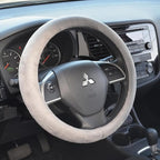 Ergonomic Leather Grip Steering Wheel Cover - Soft Plush Memory Foam Grip for Standard Size Wheels 14.5-15 inch Gray