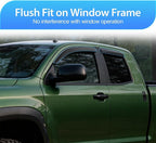 Tape-On Window Visors for Toyota Tundra Double Cab/Extended Cab 2007-2014 2015 2016 2017 2018 2019 2020 2021, Outside Mount Rain Guards Vent Visors Window Deflectors, Smoke Tint, 4PCS