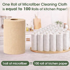 Microfiber Cleaning Cloth Roll - 100 Pack Tear Away Microfiber Paper Towels, Reusable, Washable, Scratch-Free, Kitchen Towels for Car, Home, Kitchen, Glass, Dishes (Wheat Beige)