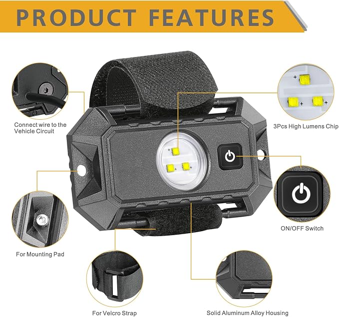 UTV LED Dome Light 12V with Switch, Universal Roll Bar Mount LED White Lights Interior Dome Light for UTV ATV Polaris RZR Can Am Car Golf Cart