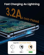 3.2A USB C Charger Cable, [2-Pack,6.6FT] USB A to USB C Right Angle Cable Gold-Plated Type C Charger Fast Charging Durable Braided Cord for iPhone 17 16 Samsung S26 S25 S24 Ultra, Google Pixel