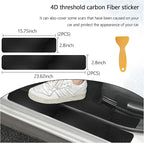4 PCS Car Door Sill Protector, 4D Carbon Fiber Auto Door Entry Edge Guard Protection Trim, Anti-Scratch Threshold Cover Strips, Sill Protection Sticker for Car SUV Truck (Black)