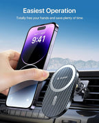 Upgraded for Magsafe Car Mount Pro [Strongest Magnet, Big Phone Friendly] 360° Rotation Magnetic Phone Holder for Car Vent for iPhone 17 Pro Max 16/15/14/13/12 Samsung S26/S25 (Carbon Fiber)