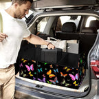 Butterfly Printed Pattern 50L Waterproof Polyester Trunk Organizer Car Storage MultiCompartment Large Capacity Poket
