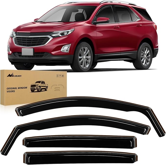 in-Channel Rain Guards for Chevrolet Equinox 2018-2024 Premier Only, Window Visors Vent Visor Window Deflectors, Rain Wind Noise Reduction Ventilation, 4PCS