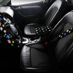 Embroidery Cute Steering Wheel Cover Floral Decor+Center Console Cover+Belt Cover,Anti-Slip,Sweat Absorption,3pcs