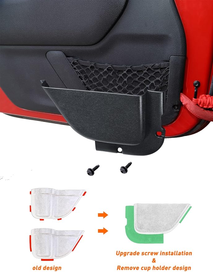 DP5 Front Door Storage Pockets Without Cup Holder, Side Insert Box Organizer for 2011-2018 Jeep Wrangler JK JKU 2/4 Door, Interior Expansion Accessories, Black, 2 PCS