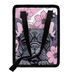 French Bulldog Cherry Blossom Print Car Trash Can with Lid, Leak Proof Auto Trash Bag Hanging Vehicle Garbage Can Multipurpose Storage Container for Back Seat Road Trip