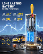 Fanttik X9 Apex Portable Air Compressor for Car Tires, 35s Fast Inflation, 150PSI Cordless Tire Inflator with Light and Power Bank, Handed Inflator for Car, Motorcycle, Bike, Mechanical Gray