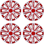 4-Pack 15 Inches Wheel Rim Cover Hubcaps,Redesign Fashion Style Replacement Hubcaps,Car Truck SUV Hub Accessories, White&Red
