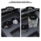 2 PCS Bling Car Trash Can with Lid, Bling Car Accessories Trash Bin, Leakproof Auto Garbage Can with 60 Trash Bags, Multipurpose Organizers and Storage for Home, Office (Silver Diamond)