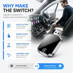Wireless Carplay and Android Auto Carplay Adapter forCars,Plug and Play Bluetooth Connection, Supports Low LatencyAudio and Stable Navigation Experience, Compatible wthios10+&Android 11+