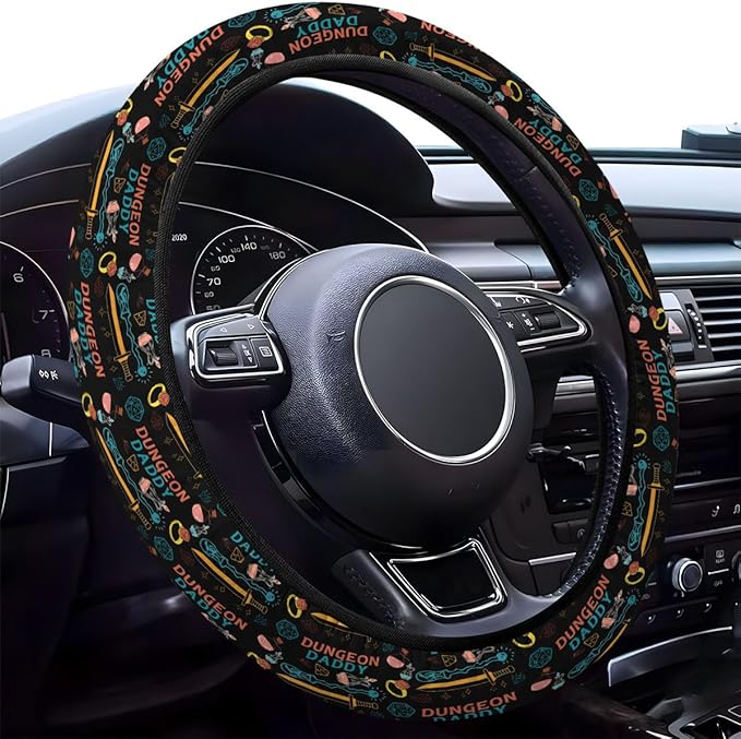 Dungeon Daddy Steering Wheel Cover, Non Slip Polyester Car Wheel Protector for Car SUV Truck, Universal 15 Inch