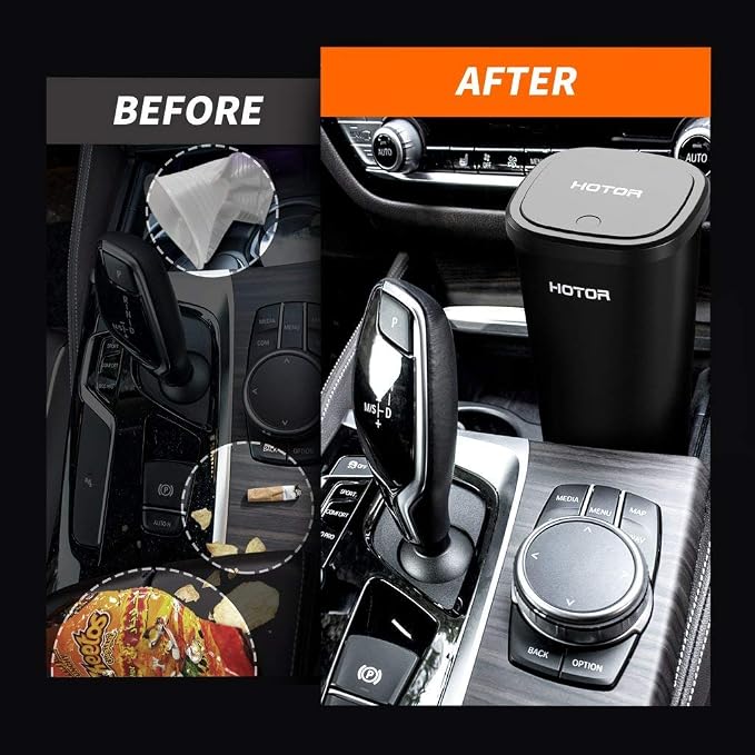 Car Trash Can, Car Trash Cup with 30 Additional Trash Bags for Exclusive Using, Multipurpose Trash Can for Car, Office & Home to Meet Various Needs - 2 Packs, Black