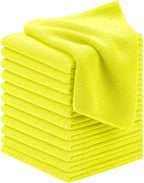Microfiber Cleaning Cloths (Value Pack of 12) - Size 12 x 12 Inches, Highly Absorbent Cleaning Rags, Lint Free, Reusable and Washable, Microfiber Towels for Cars