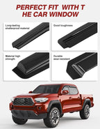 Outside-Mount Window Rain Guards Fit for 2016-2023 Toyota Tacoma Double Cab, Extra Durable Window Visors Wind Deflector Dark Smoke Vent Shades Car Tape-on with Thicker 4PCS