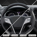 Customized Auto Car Steering Wheel Cover for Hyundai,Tucson,Sonata,Elantra,Santa Fe,Genesis,Sonata Hybrid,Azera,Venue,Kona, 14.5-15 inches(Black+Gray - Standard Size)