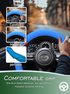 Car Steering Wheel Cover, Non-Slip Silicone Material, Multiple Color Choices, Universal Auto Parts Steering Wheel Cover, Suitable for Most Cars (Blue)