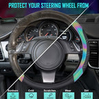 Line Rider Microfiber Leather Sporty 14.5-15 inch Steering Wheel Cover Universal Fits for 95% Truck,SUV,Cars, Anti-Slip Safety Comfortable Design (Black Reflective)