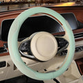 14 inch Steering Wheel Cover for Prius Civic, Nappa Microfiber Leather Non-Slip Breathable Fabric, Warm in Winter and Cool in Summer, Green Small 13.5 inch to 14 inch
