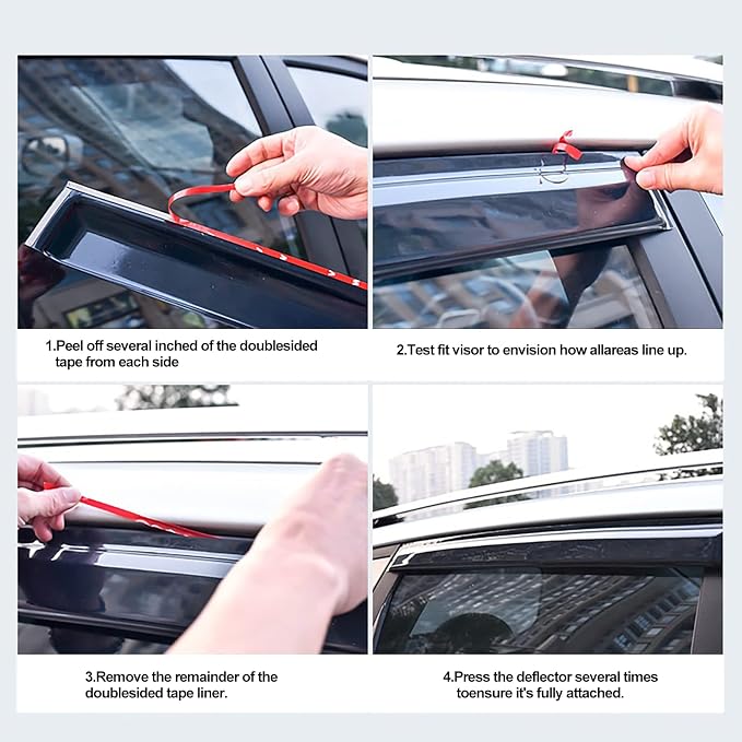Tape-on Sun/Rain Guard Side Window Visor Deflectors Rain Guards for GMC Acadia 2017 2018 2019 2020 2021 2022 2023，Window deflectors