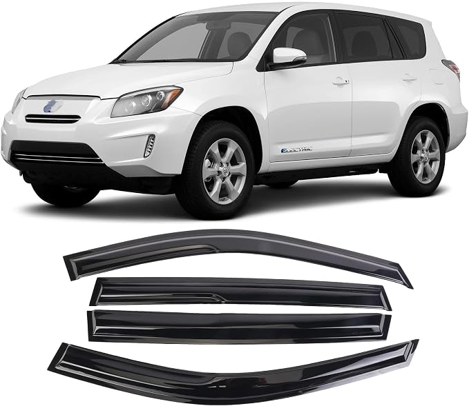 Tape-On Window Visors Deflectors Rain Guards 4 Piece Set ‎Compatible with 2006-2012 Toyota Rav4