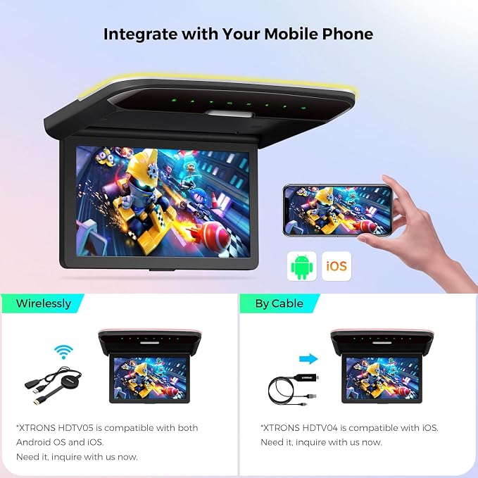 10.2 Inch Car Overhead Player 1280 * 720 IPS Screen Car Roof Mounted Flip Down Car TV Support HDMI, USB, AV Input (No DVD Drive)