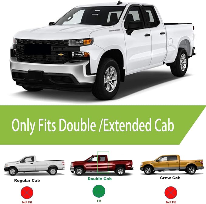 Tape On Side Window Deflectors Vent Window Visor for 2015-2018 Chevy Silverado & GMC Sierra 1500 2500HD 3500HD Double/Extended Cab Rain Guards Sun Shade 4PC-Set Truck Accessories