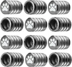 Tire Valve Stem Caps Cover - (12 Pack) Tire Air Caps Metal with Plastic Liner Corrosion Resistant Leak-Proof Dog Paw Print for Car Truck Motorcycle Bike Grey