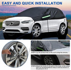 Universal SUV Half Car Cover Waterproof All Weather, Hail Protector Car Body Covers Outdoor Indoor for All Season Windproof Dustproof UV Resistant Snowproof Protect Your Windshield and Roof