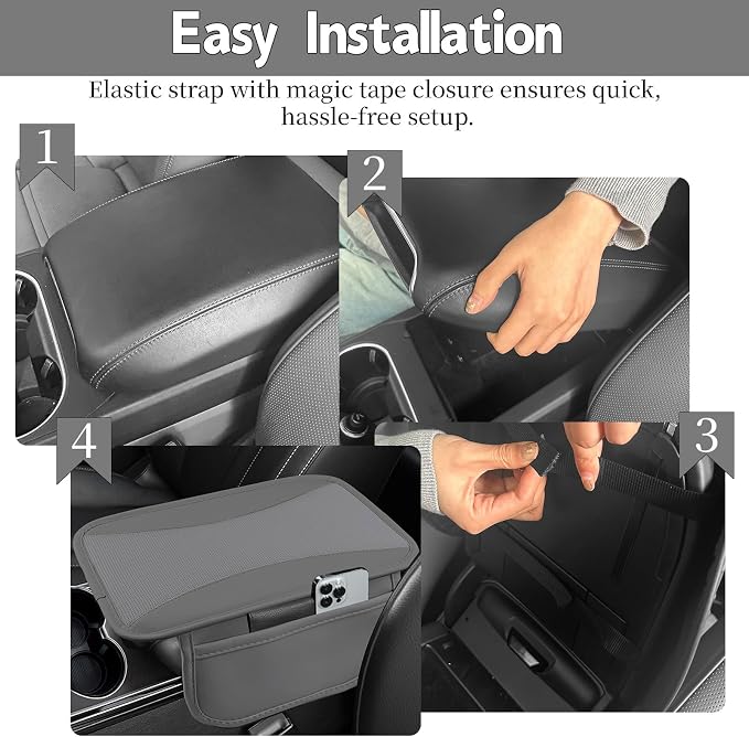 6 PCS Nappa Microfiber Leather Grey Steering Wheel Cover Set, Breathable Fabric Steering Wheel Cover 14.5-15inch Universal, Car Center Console Cover, Seat Belt Cushion, Cup Holder Coaster