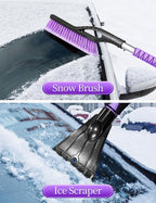 42.2 Inch Ice Scraper and Brush for Car, Snow Brush and Ice Scraper for Windshield Window, Car Snow Scraper with Foam Grip for SUV Truck Vehicle - Purple