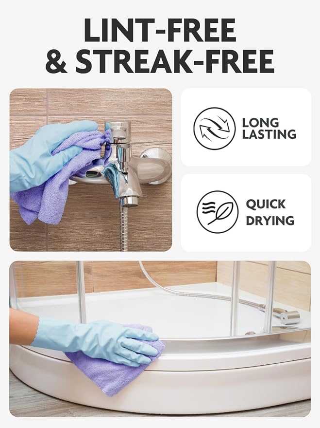 Microfiber Cleaning Cloth Roll -40 Pack, Tear Away Microfiber Towels, 12" x 12", Reusable, Washable, Scratch Free, Ultra Absorbent for All-Around Cleaning Supplies (Lavender)