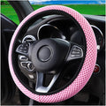 Moly Magnolia Elastic Stretch Steering Wheel Cover, Universal 15 Inch Auto Steering Wheel Cover, Microfiber Breathable Ice Silk, Anti-Slip, Odorless,Warm in Winter and Cool in Summer (Pink)