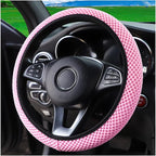 Moly Magnolia Elastic Stretch Steering Wheel Cover, Universal 15 Inch Auto Steering Wheel Cover, Microfiber Breathable Ice Silk, Anti-Slip, Odorless,Warm in Winter and Cool in Summer (Pink)