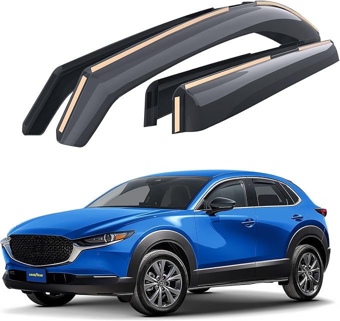 Goodyear Shatterproof in-Channel Window Deflectors for Mazda CX-30 2020-2026, Rain Guards, Window Visors for Cars, Vent Deflector, Car Accessories, 4 pcs - GY007842