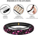 Flamingo Steering Wheel Cover for Women, Universal Auto Steering Wheel 14-15 Inch Car Interior Accessories with 2PCS Car Coasters, Suitable for Men and Women