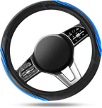 Car Steering Wheel Cover - Microfiber Leather Steering Wheel Wrap Sports 14.5-15 Inch Steering Wheel Cover Non-Slip for Men Women Blue Color