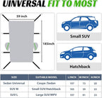 Half Car Cover SUV with Green Reflective Strip, Windshield Cover for Ice and Snow with Cotton Liner, Hail Protector Car Cover Waterproof All Weather for Snow, Sun, Rain, Dust, UV Protection