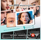 2pcs Car Sun Visor Vanity Mirror with Lights & 20X Magnification, Led Light up Makeup Mirror for Sun Visor, Rechargeable 3 Colors Dimming Light, Universal Accessories for Car SUV Truck